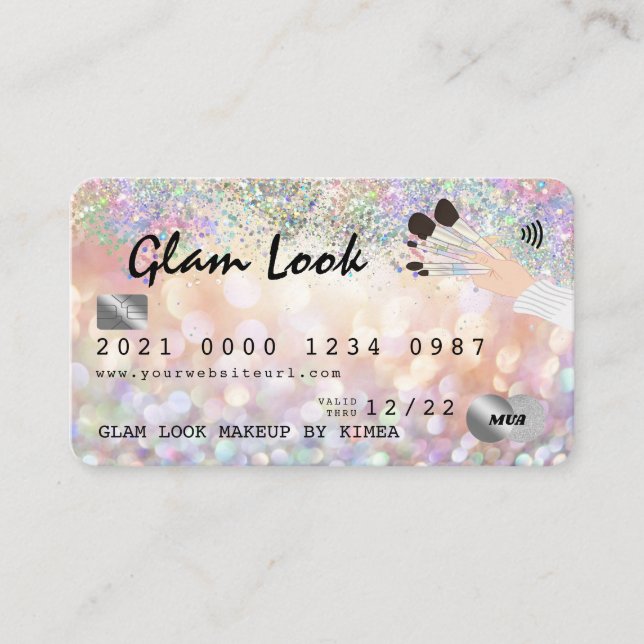 Holographic Bokeh Makeup Artist MUA Kreditkarte Visitenkarte (Vorderseite)