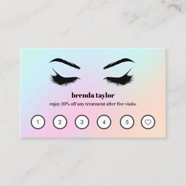 Holographic Browbar Eyelash Custom Loyalty Visitenkarte (Vorderseite)