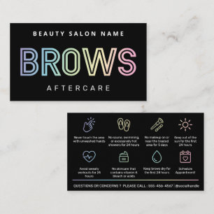Holographic Brows Aftercare PMU Brow Instructions Visitenkarte