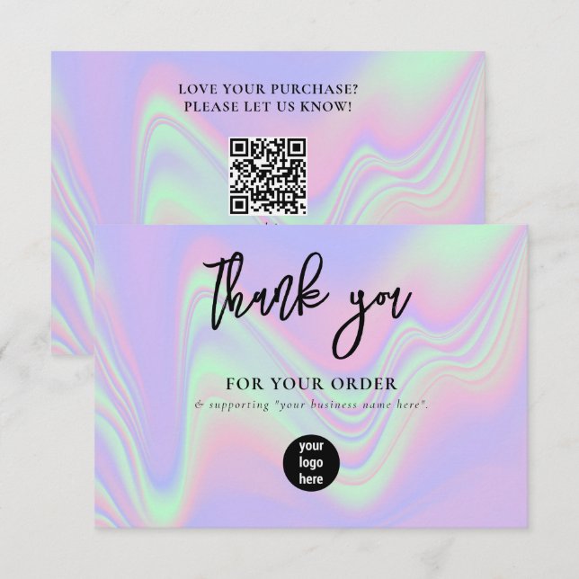 Holographic Business Thank You Logo Social Media Dankeskarte (Vorne/Hinten)