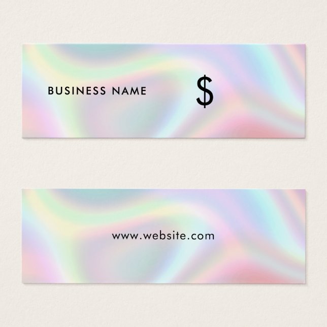 Holographic Chic Modern Minimal Simple Price Tag (Vorne & Hinten)