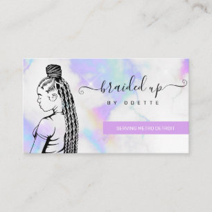 Holographic Clouds Hair Braiding Braider Stylist Visitenkarte