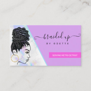 Holographic Clouds Hair Braiding Braider Stylist Visitenkarte
