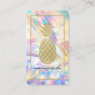 Holographic Crystal Gold Pineappel Simple Modern Visitenkarte