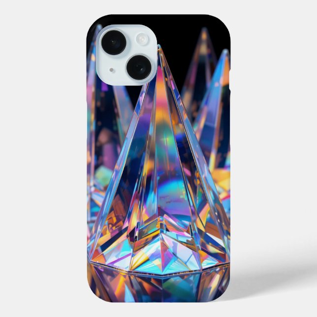 "Holographic Crystal Pattern iPhone 15 Case (Rückseite)