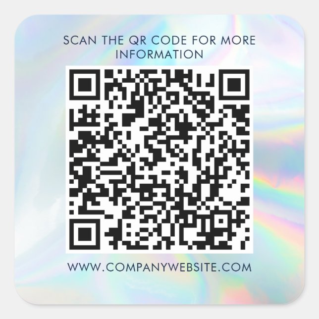 Holographic Custom Business QR Code Marketing Quadratischer Aufkleber (Vorderseite)