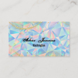 Holographic Diamond Background Opal Minimal Gold Visitenkarte