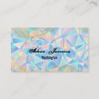 Holographic Diamond Background Opal Minimal Gold Visitenkarte