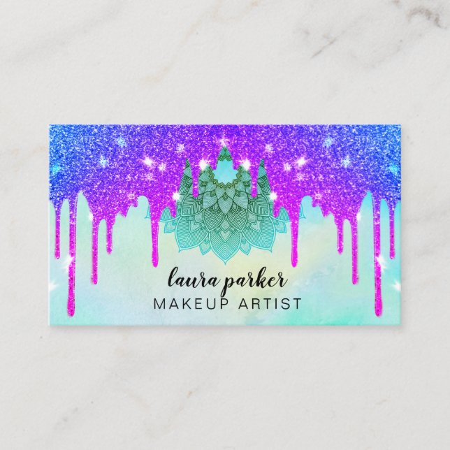 Holographic Driving Glitzer Makeup Hair Stylist Visitenkarte (Vorderseite)