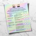 Holographic Eyelash Extensions Liability Waiver Flyer<br><div class="desc">Eyelash Extension Liability Waiver & Release Form Holographic Flyer.</div>