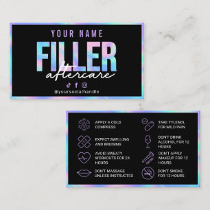 Holographic Filler Aftercare Card Visitenkarte