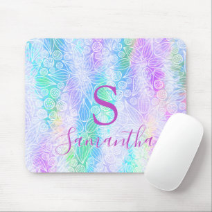 Holographic Girly Mit Monogramm Iridescent Mousepad