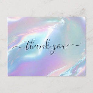 Holographic Glam Elegant Iridescent Vielen Dank Postkarte