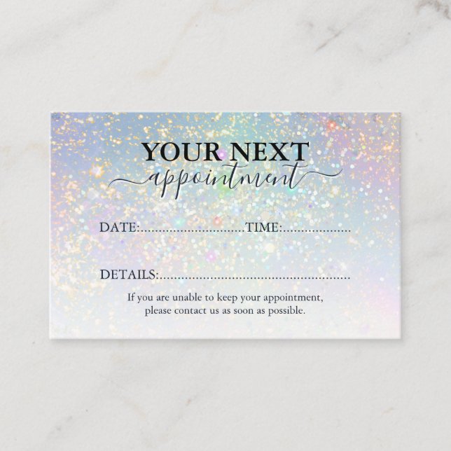Holographic Glam Glitter Elegant Sparkles Beauty Terminkarte (Vorderseite)