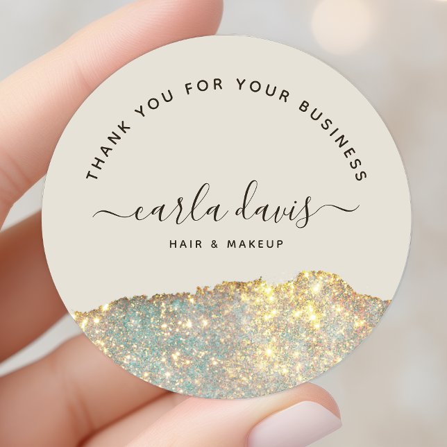 Holographic Glam Glitzer Business Vielen Dank Runder Aufkleber (Von Creator hochgeladen)