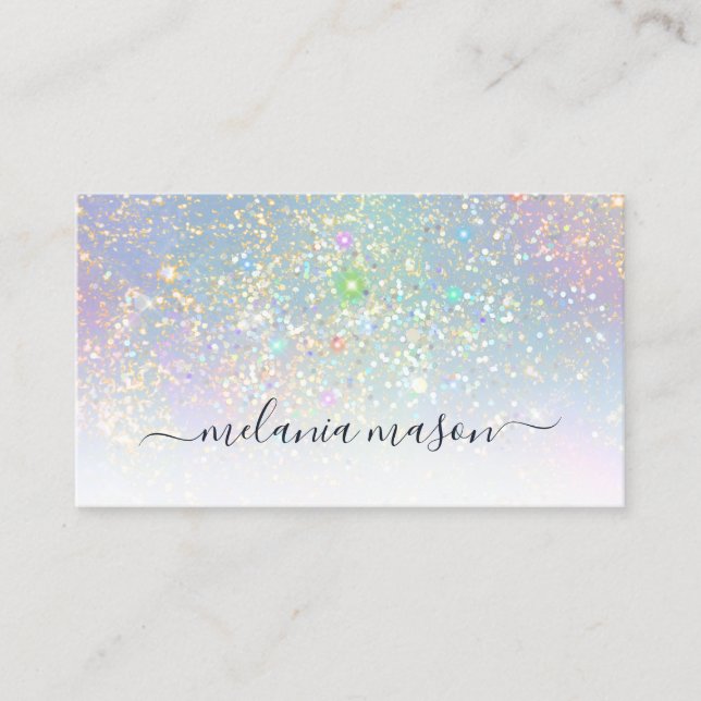 Holographic Glam Glitzer Glitzern Elegante Schönhe Visitenkarte (Vorderseite)