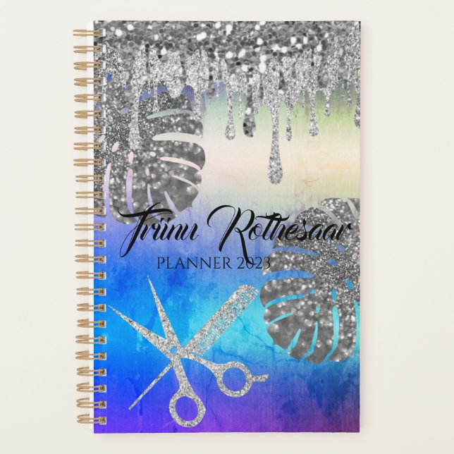 Holographic Glam Glitzer Hair Salon Planner Planer (Vorderseite)