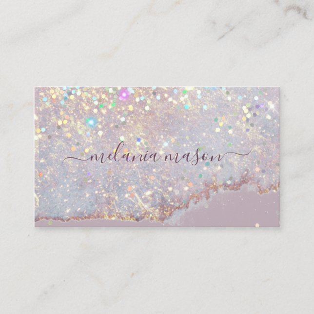 Holographic Glam Glitzer Makeup Artist Lila Chic Visitenkarte (Vorderseite)