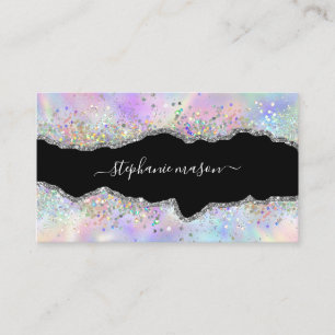 Holographic Glitzer Beauty Salon Chic Agate Telefonnummerkarte