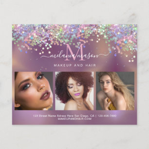 Holographic Glitzer Glitzern Makeup Artist Salon Flyer