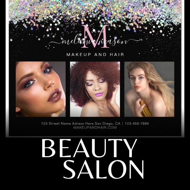 Holographic Glitzer Makeup Artist Foto Black Flyer (Von Creator hochgeladen)