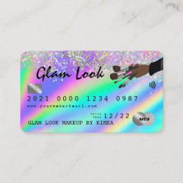 Holographic Glitzer Makeup Artist MUA Kreditkarte Visitenkarte