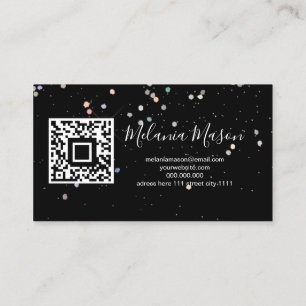 Holographic Glitzer Makeup Artist QR Code Black Visitenkarte