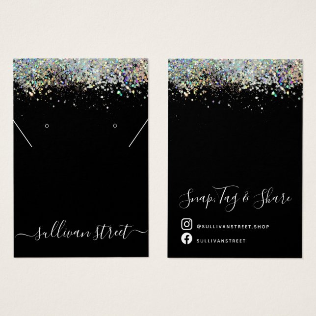 Holographic Glitzer Orings Necklace Display Card (Vorne & Hinten)
