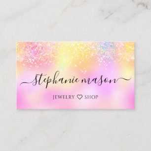 Holographic Glitzer Pastel Girly Business Card Telefonnummerkarte