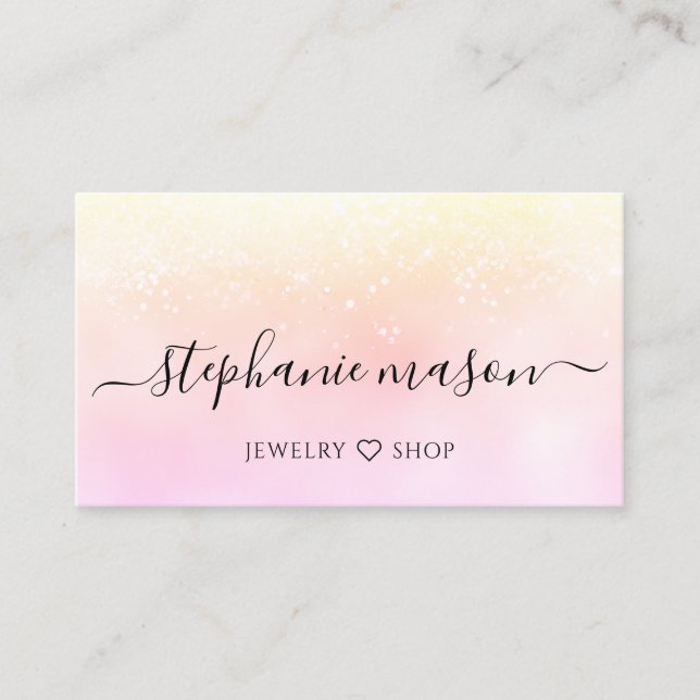 Holographic Glitzer Pastel Girly Business Card Telefonnummerkarte (Vorderseite)