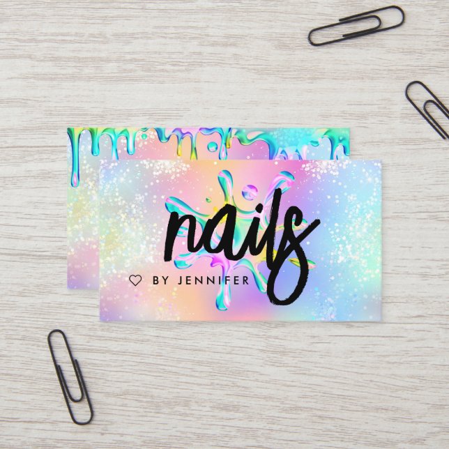 Holographic Glitzer Polish Splash Tropfens Nails Visitenkarte (Vorderseite/Rückseite Beispiel)