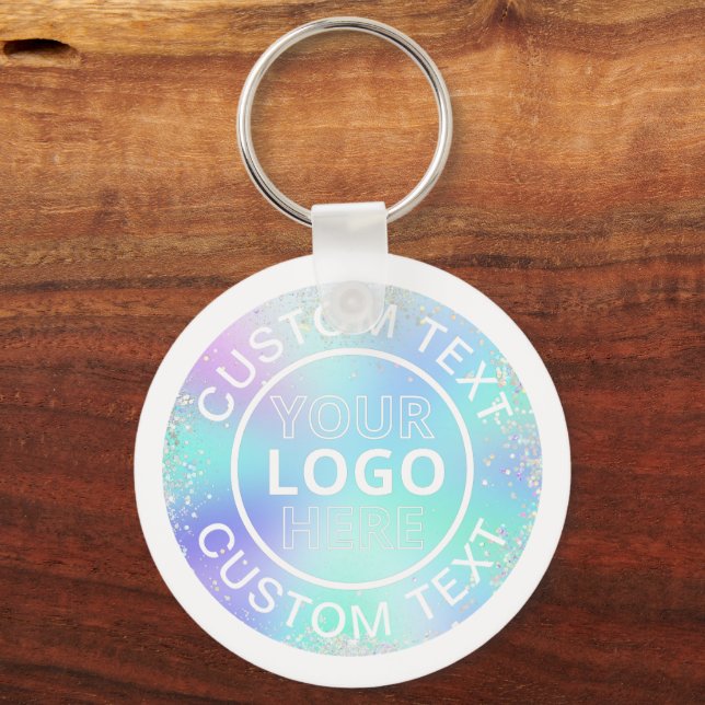 Holographic Glitzer Style Promo Business-Logo-Tast Schlüsselanhänger (Vorderseite)