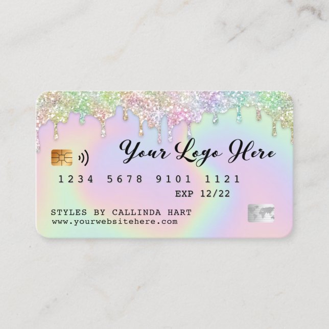 Holographic Glitzer Tropfen VIP Loyalty Credit Sty Visitenkarte (Vorderseite)