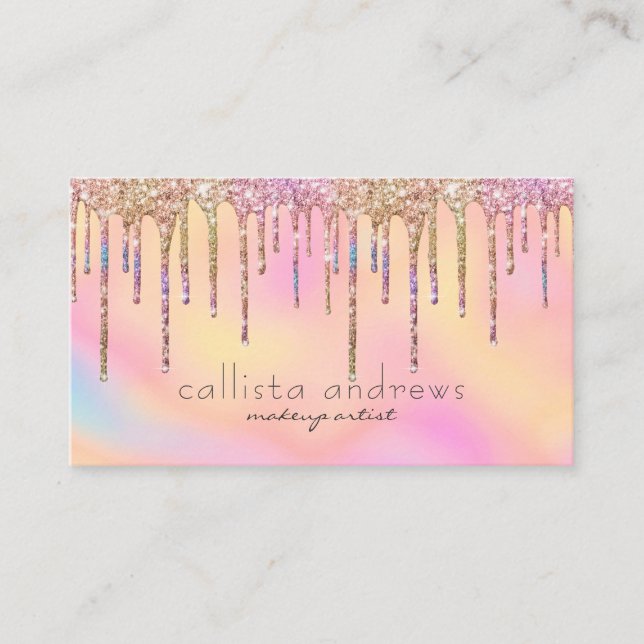 Holographic Glitzer Tropfens Rainbow Makeust Artis Visitenkarte (Vorderseite)