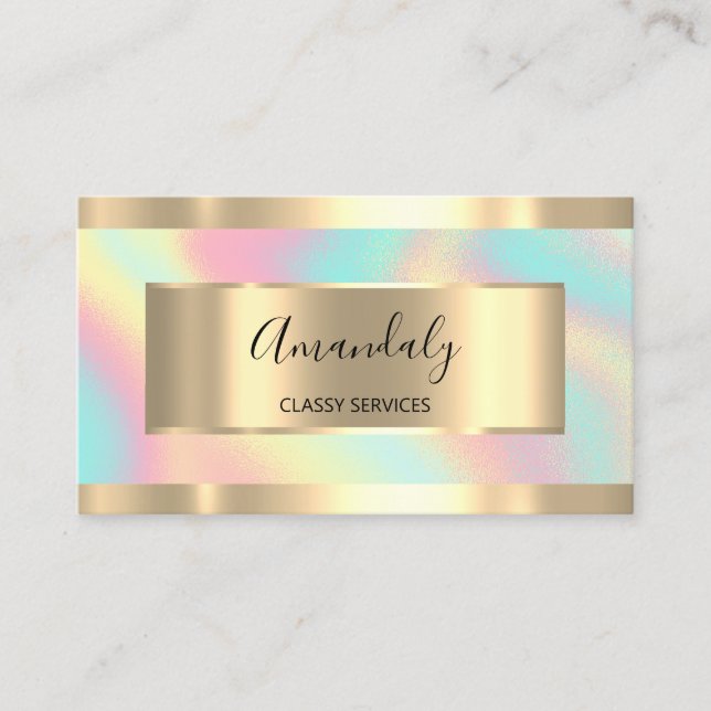 Holographic Gold Beruflich Makeup Artist Visitenkarte (Vorderseite)