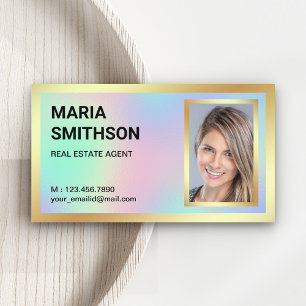 Holographic Gold Foil Real Anwesen Realtor Foto Visitenkarte