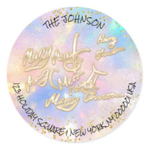 Holographic Gold Frohe Weihnachtsname Anschrift de