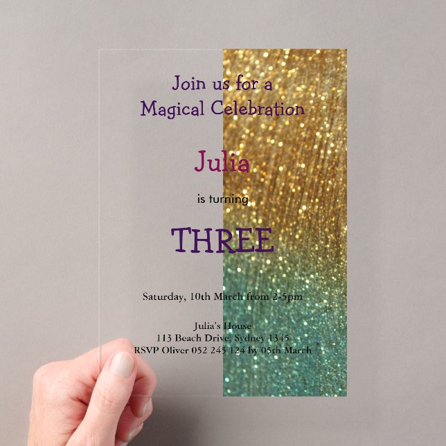 Holographic gold Glitzer Acryleinladungen (Insitu (Handheld))