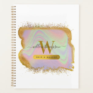 Holographic Gold Glitzer Hair & Makeup Termin Planer