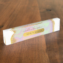 Holographic Gold Glitzer Modern Office Shop