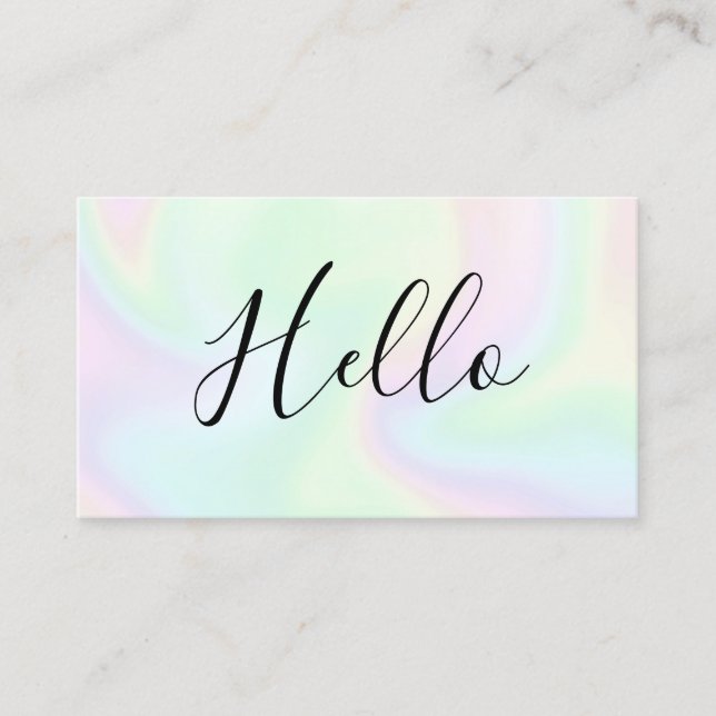 Holographic Hello Social Media Icons Networking Visitenkarte (Vorderseite)