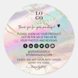 Holographic Iridescent Opal Gem Business Vielen Da Runder Aufkleber