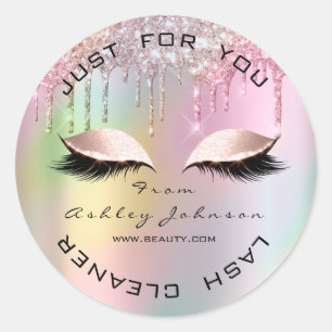 Holographic Lashes Tropfen Pink Gold Lashes Reinig Runder Aufkleber