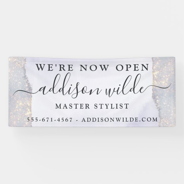 Holographic Lila Glitzer Luxury Glam Business Banner (Horizontal)