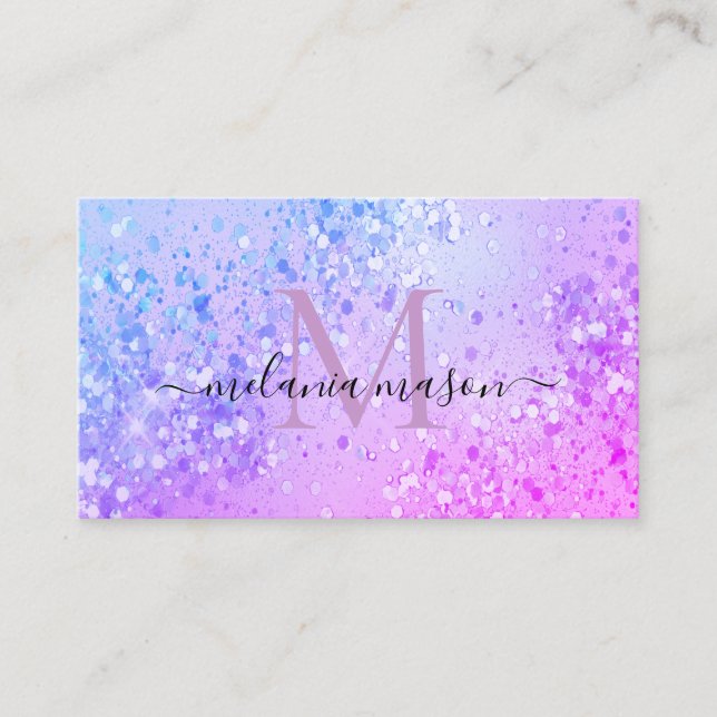 Holographic Lila Shiny Glitzer Makeup Artist Visitenkarte (Vorderseite)