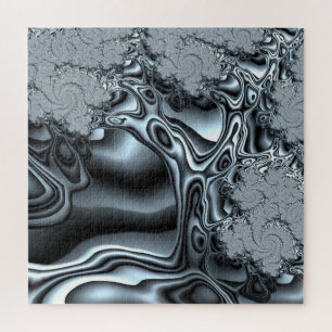 Holographic Look Fraktal Tree in Silvery Blue