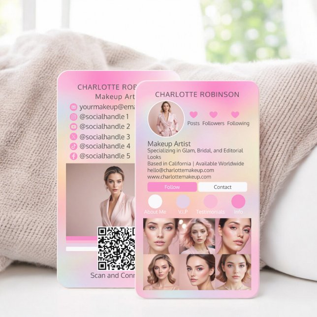 Holographic Makeup beauty Social Media Influencer Visitenkarte (Holographic Makeup beauty Social Media Influencer Business Card instagram)