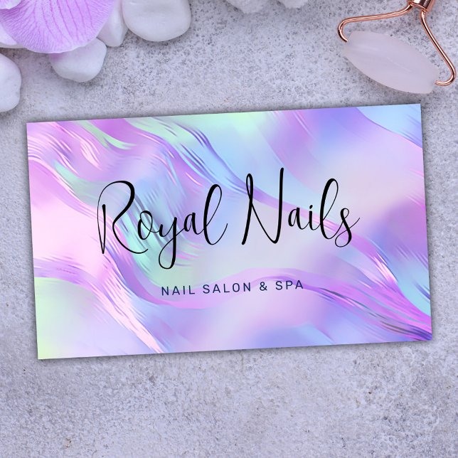 Holographic Makeup Hair WELLNESS-CENTER Nail Salon Visitenkarte (Holographic Makeup Hair SPA Nail Salon Business Card)