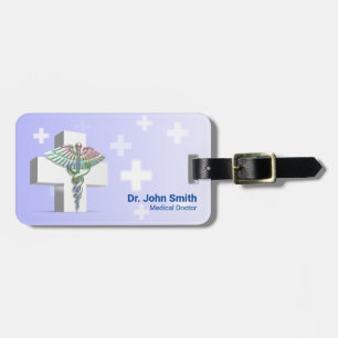Holographic Medical 3D Caduceus White Cross Gepäckanhänger