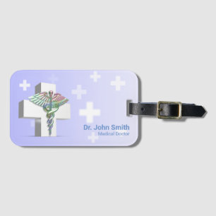 Holographic Medical 3D Caduceus White Cross Gepäckanhänger